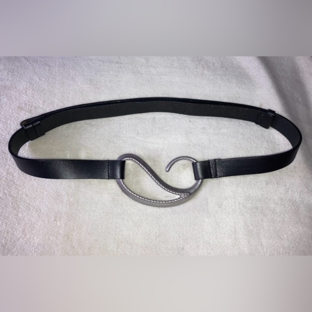 UNIQUE Genuine leather adjustable western paisley buckle Chico’s belt, black